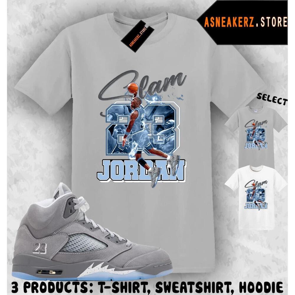 Shirt To Match Aj 5 Wolf Grey 2026 Matching Tee Mj Icon 23 Slam T-Shirt